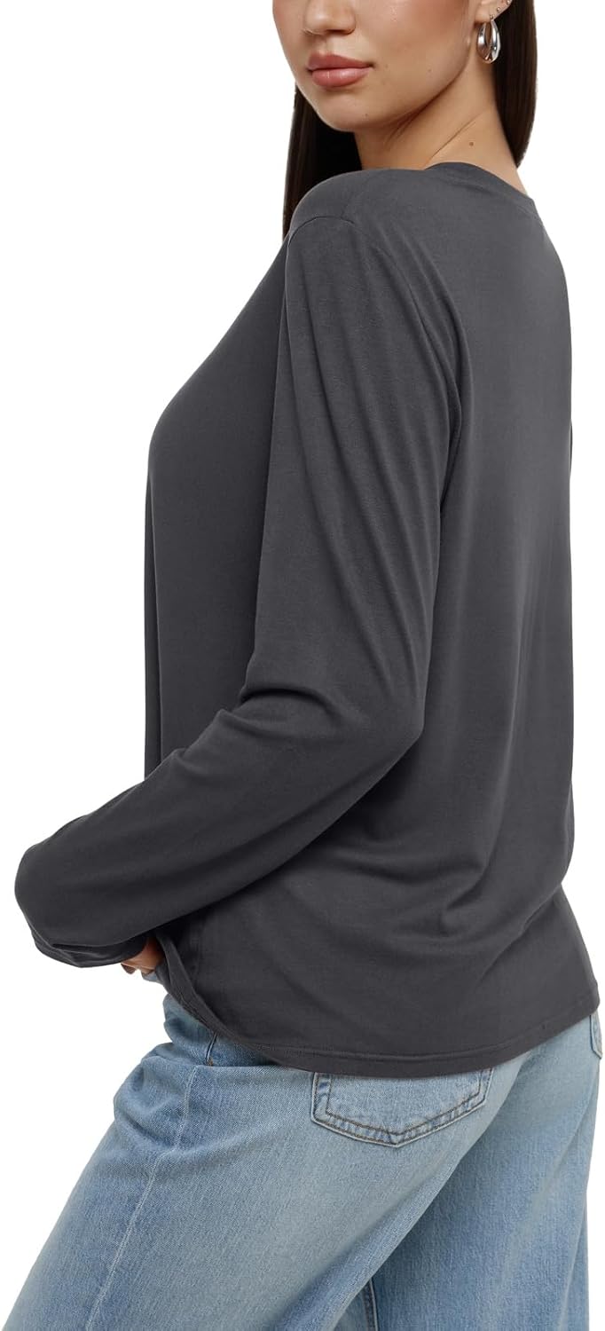 REORIA Women's Wool Blend Classic Crew Neck Long Sleeve Casual Fall Winter Tops Basic Shirts - Image 4