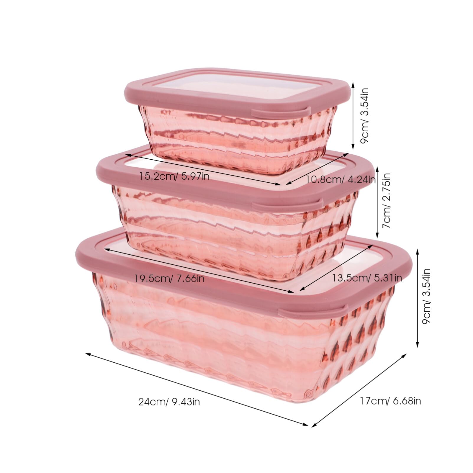 3stücke Küchen-aufbewahrungsbox Luftdichter Behälter für Obst und Gemüse Transparenter Getreidebehälter Frischhaltebox für Lebensmittel Kühlschrankbox zum Organisieren von Vorräten