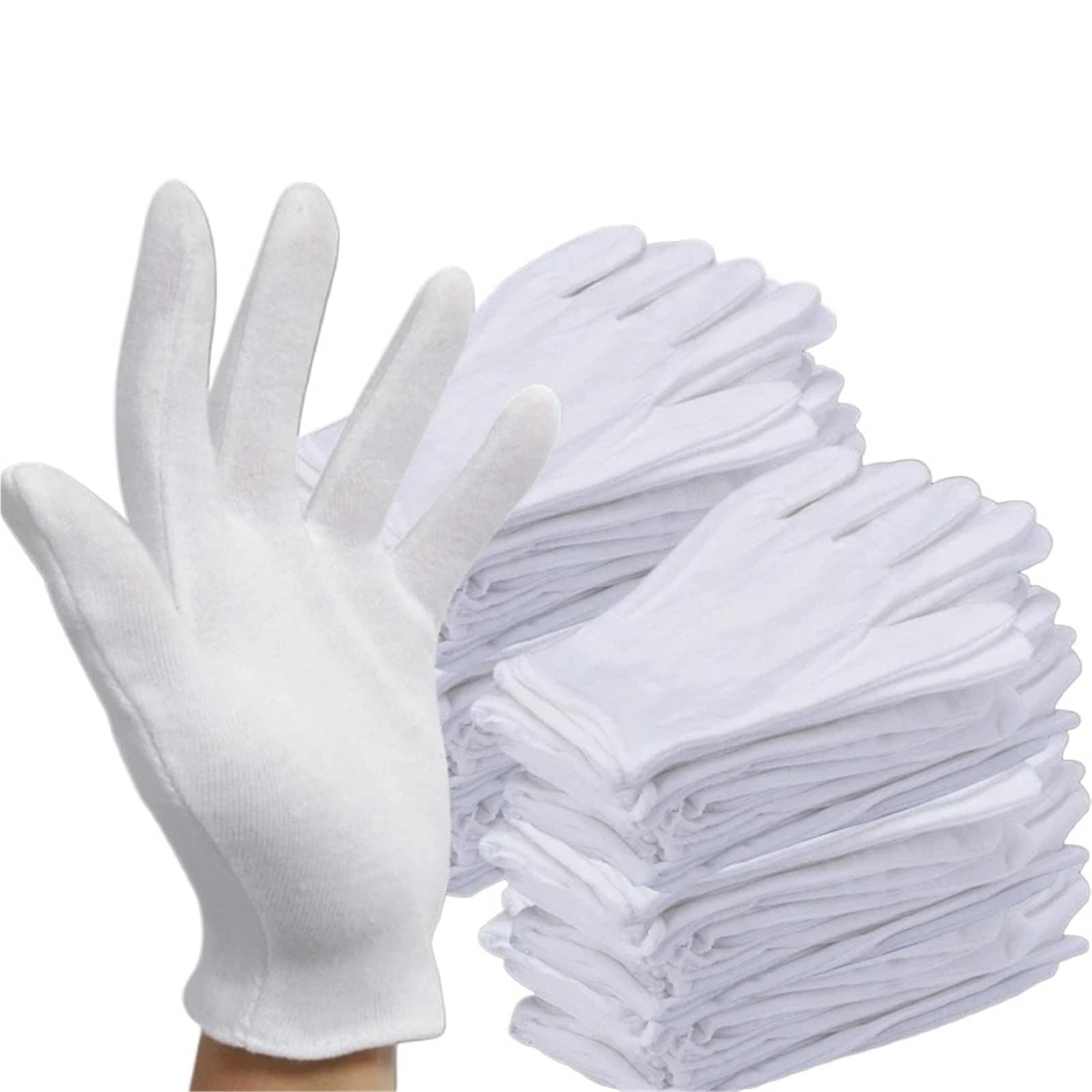 Gants blancs en coton blanc pour serveurs/conducteurs/bijoux, 50 paires, taille unique