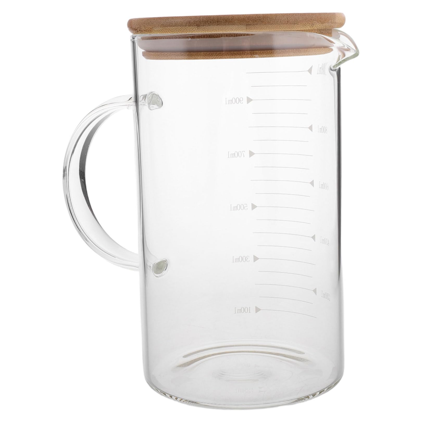 SOLUSTRE Tasse à Café Doseuse en Verre avec Poignée et Couvercle, Capacité 1000 Ml, Design Élégant, Mesures Claires pour Usage Quotidien et Réception