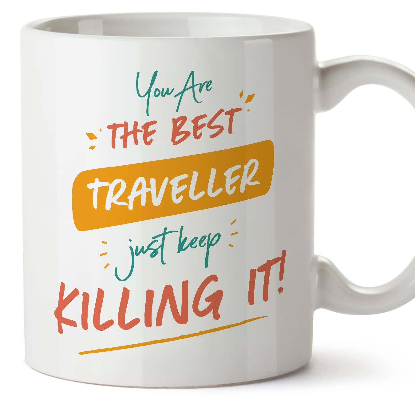 MUGFFINS Traveller Woman Mug - in English - You are The Best Keep Killing it - Funny Gift for Colleagues - Ceramic 11oz Mug