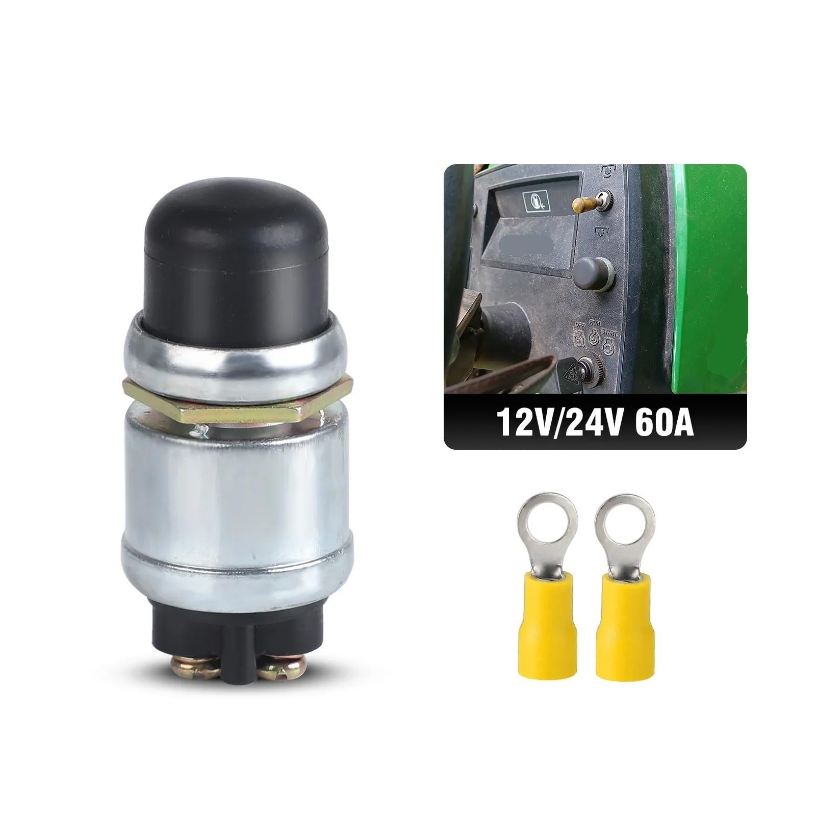 Interruttori di accensione Interruttore di avviamento a pulsante 12V-24V Interruttore di avviamento a pulsante impermeabile 60A per impieghi gravosi adatto per auto e camion(3 PCS)
