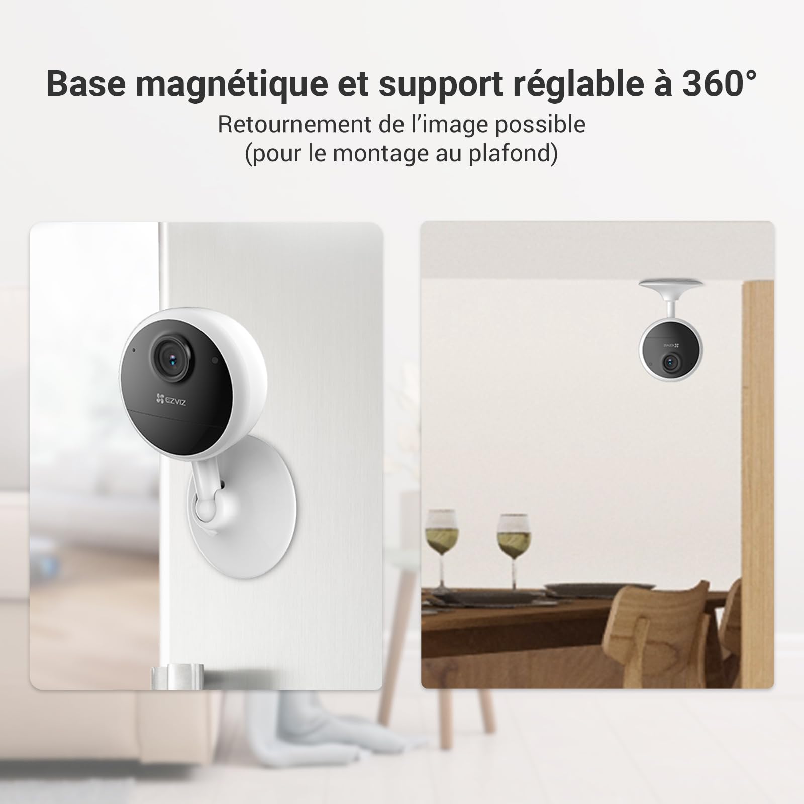 EZVIZ CB1 1080P Camera Surveillance WiFi Intérieur sans Fil sur Batterie 1600mAh, Caméra Bébé WiFi 2.4Ghz, Détection de Personne, 5m Vision Nocturne, Audio Bidirectionnel, Type C, Magnetic Mount