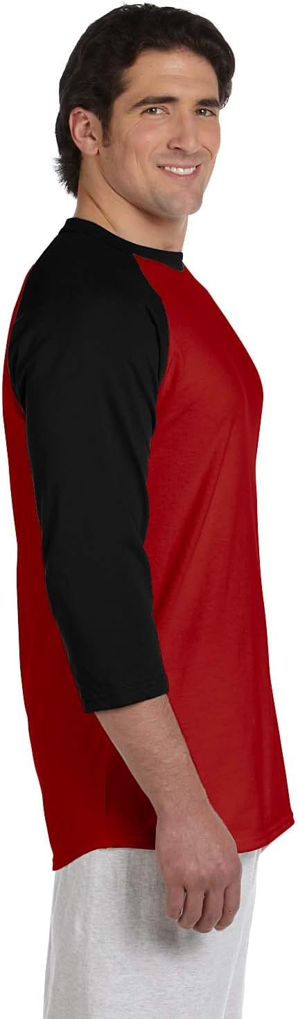 Champion Men's Raglan Baseball T-Shirt Small Scarlet/Black