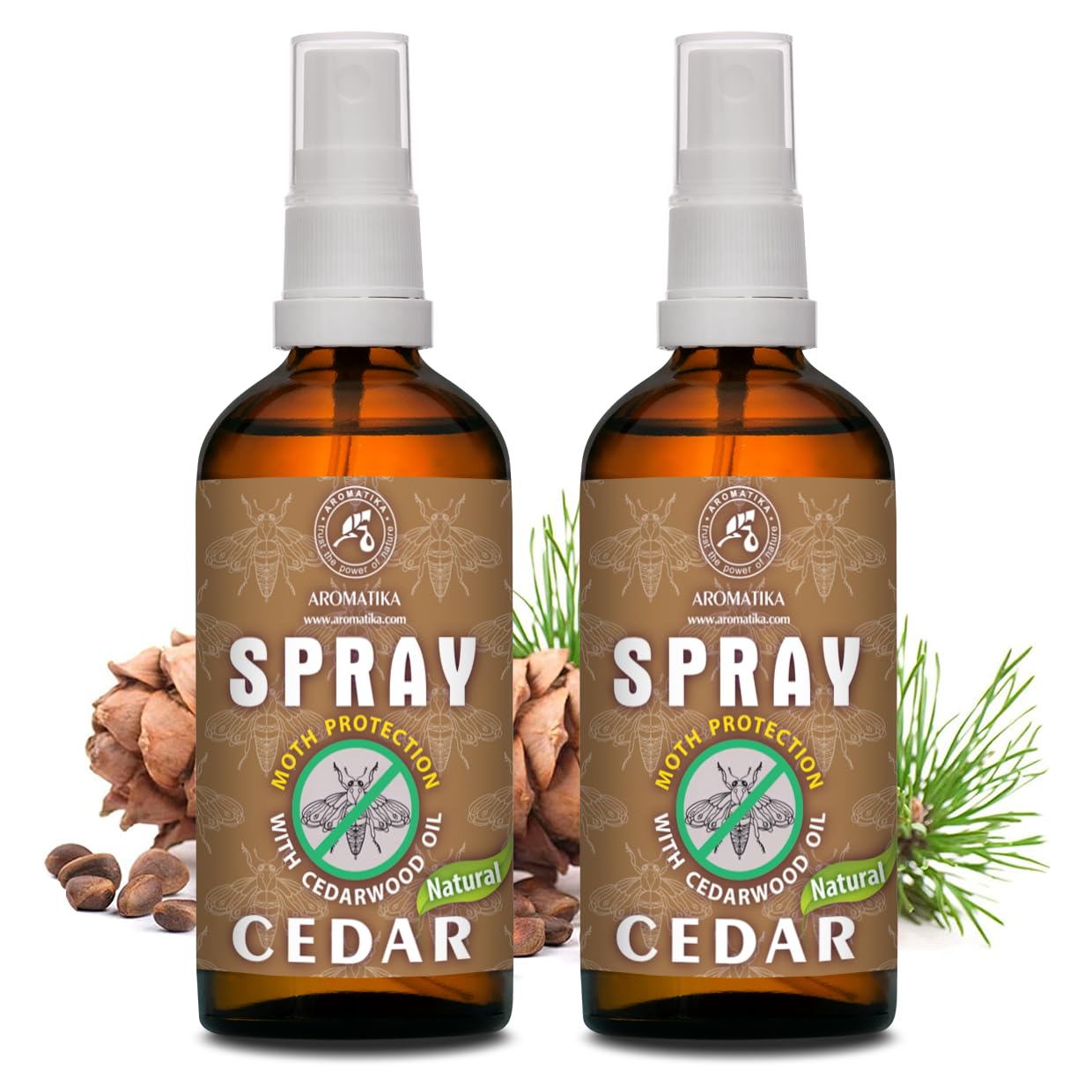 Spray Anti Mites Set 2x100ml - Spray aux Huiles Essentielles de Bois de Cèdre et Citron - Protection Naturelle Contre les Mites - Dissuasion des Mites pour Penderies - Piège à Mites