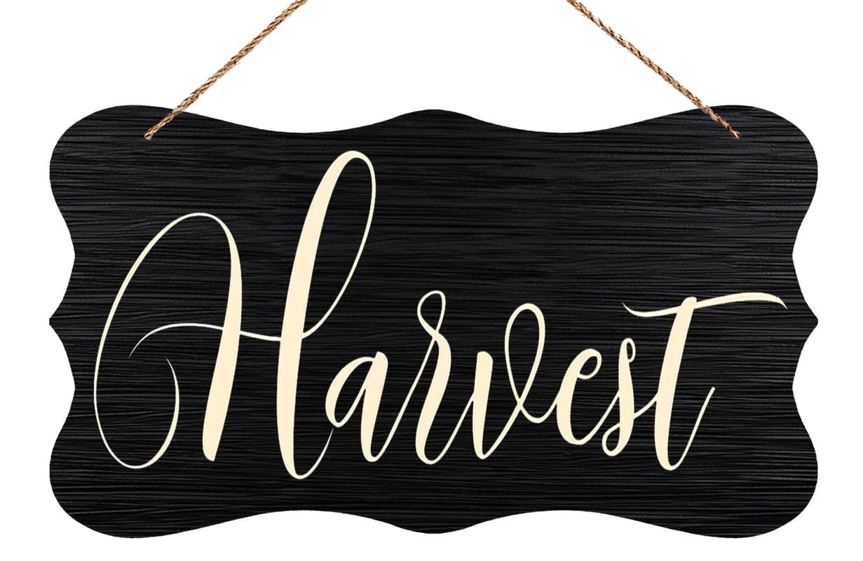 Wood Sign Harvest - Autumn/Fall Themed Art | Office/Bathroom/Home Office Wall Plaque | 6X12 Inch