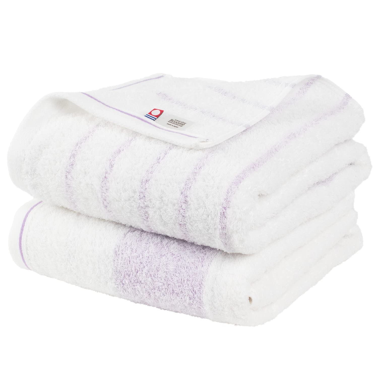 Bloom Imabari Striped Bath Towel Set of 2 Purple Quick Dry 26x49in Japan