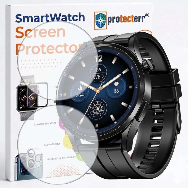Image of 2 Pack Smartwatch Screen Protector for Boat Chrome Horizon 1.51 inch - Flexible TPU Screen Guard, Ultra Thin, Scratch Resistant, Bubble Free, Full Coverage - Not Tempered Glass
