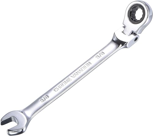 uxcell Llave combinada de trinquete de cabeza flexible de 38 pulgadas SAE 72 dientes de 12 puntos de trinquete de caja de herramientas de llave