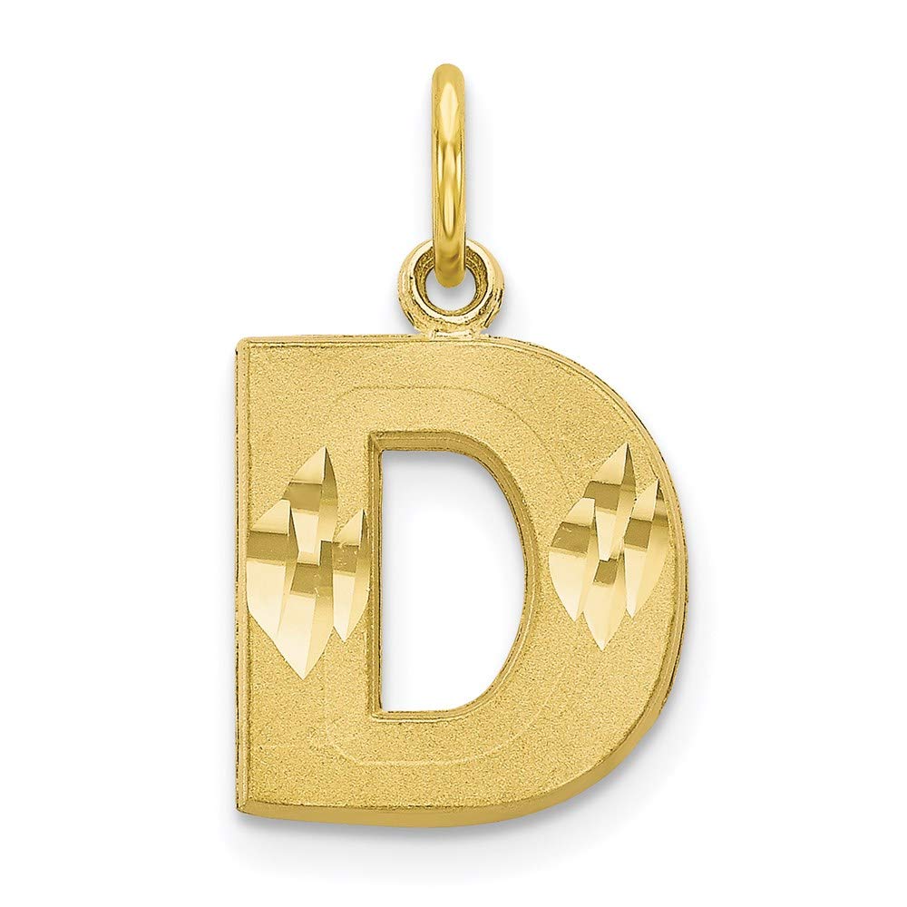 10k Yellow Gold Initial Letter D Charm Pendant | 1 Inch Personalized Jewelry - View #11