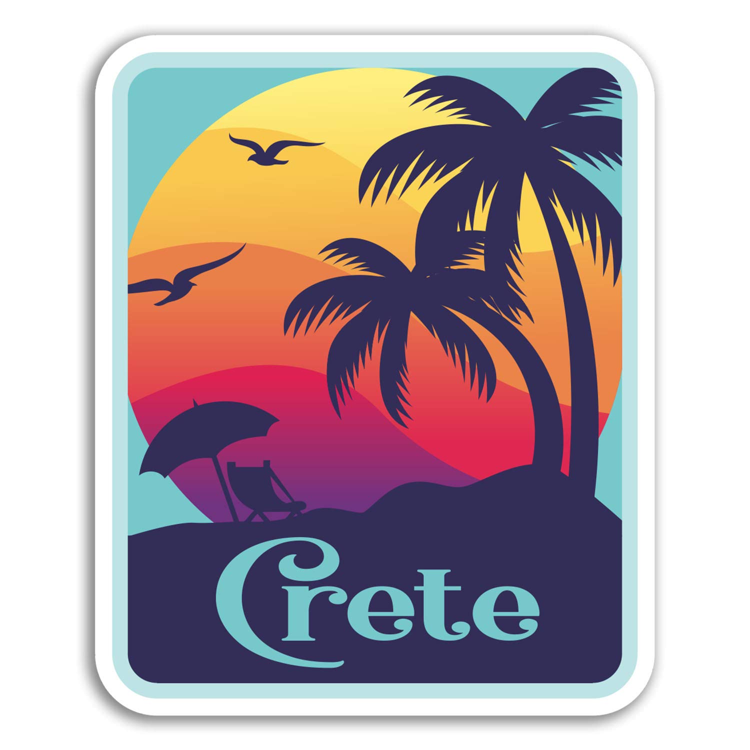Destination Vinyl Ltd Multi 2 X 10Cm Crete Vinyl Stickers - Greece Fun Travel Sticker Laptop Luggage #18174 (10Cm Tall)