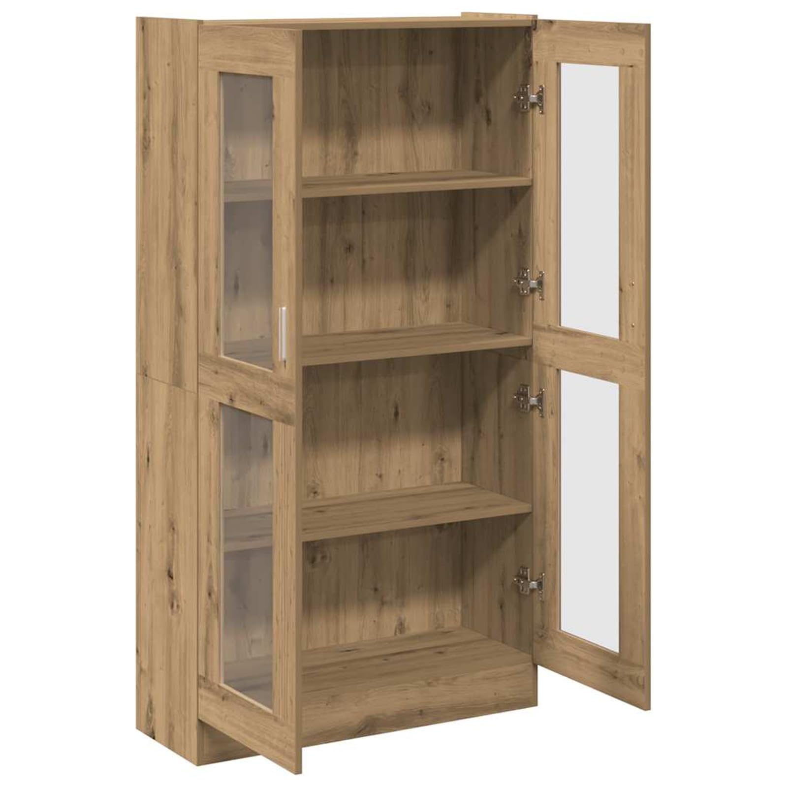 Homgoday Vitrina de Cristal, Vitrina de Salón Aparador,Aparador Cocina, Oficina Archivador con stantes 2 Puertas de Vidrio Roble Artisan