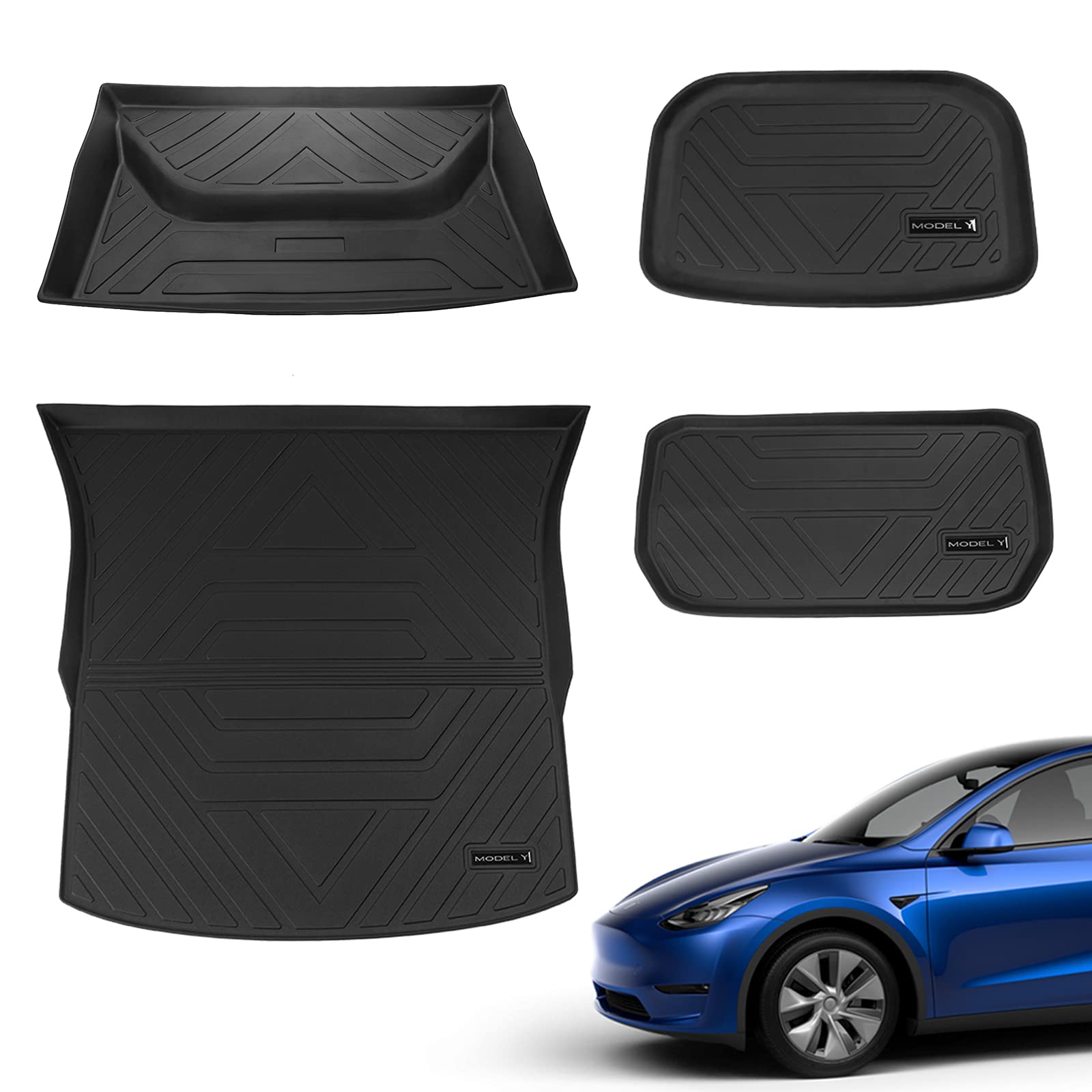 Buy Bomely Fit 20202023 Tesla Model Y Trunk Mats Cargo Liners All Weather TPE Frunk Mat Rear