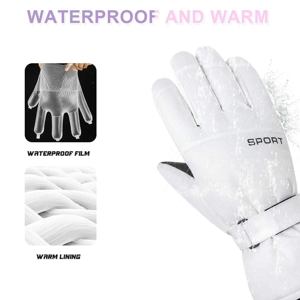 Guantes Invierno Hombre,Guantes Termicos Mujer,Guantes Nieve Impermeables con Puño Extendido para Protección contra los Elementos,Guantes Esqui Táctiles para Ciclismo,Escalada