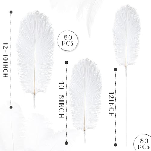 Miniatura 3 de 80 plumas de avestruz grandes a granel para jarrón con 80 piezas de alambre de hierro y 1 cinta, plumas largas para jarrón, arreglo floral, centros