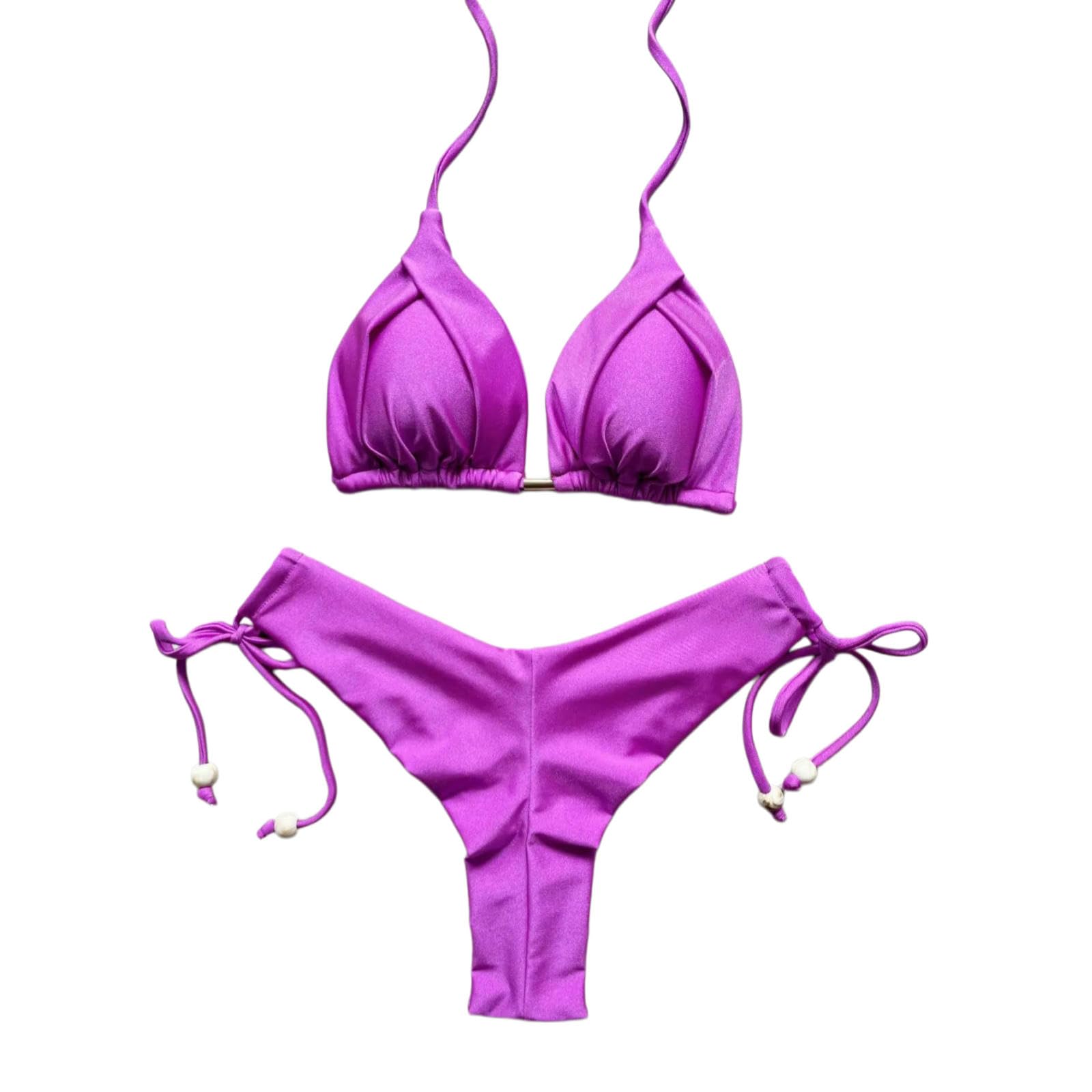Bikini perlé en Nylon Terre Cuite