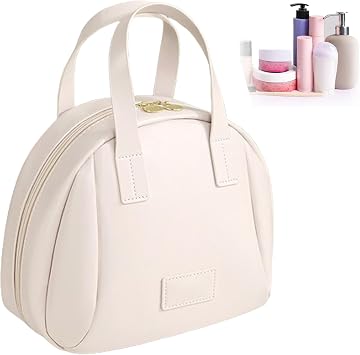Multi-Layered Shell-Shaped Cosmetic Bag, Multi Layered Makeup Bag, Cute Makeup Bag, Shell Shaped Tote Travel Bag For Women, Large Capacity Waterproof Organizer with Handle Beige