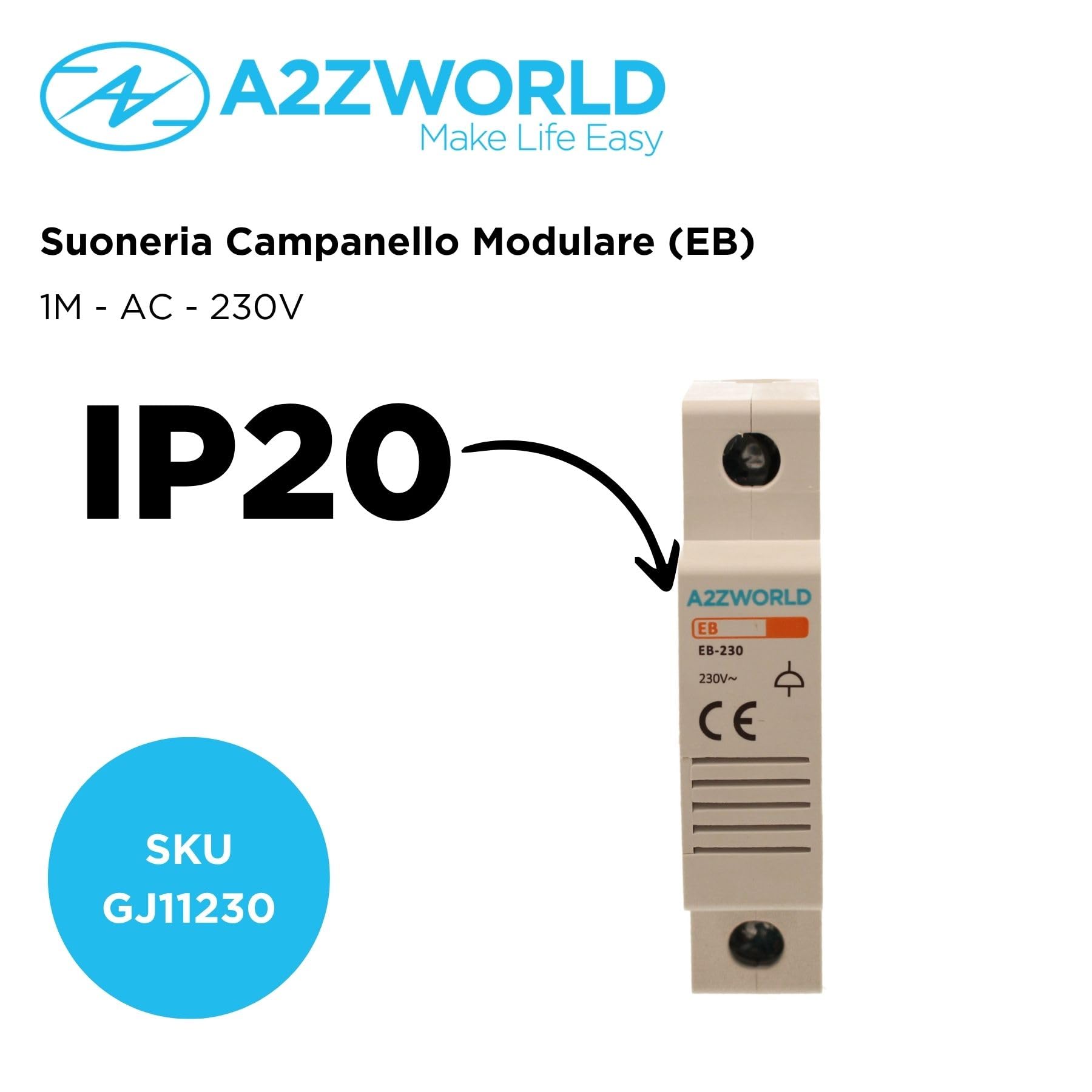 Suoneria DIN 220-240V 5W, Campanello Elettrico da Quadro, 1 Modulo DIN, Montaggio su Guida DIN 35mm, per Segnalazione Acustica Impianti Elettrici