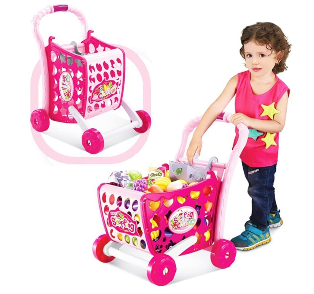Supermarket Shopping Cart for Kids Hand Induction with Light & Sound Pretend Play Toy for Kid with Fruits & Vegetables - Pink (B0BMX75XX6) Amazon Price History, Amazon Price Tracker