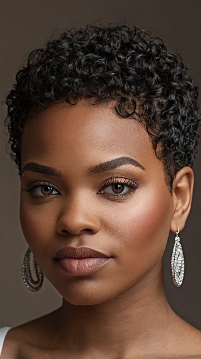 BeiSDWig Synthetic Black Short Afro Curly Pixie Cut Wig, Heat Resistant, Medium Density, Wig, Medium, Natural Black - Image 2