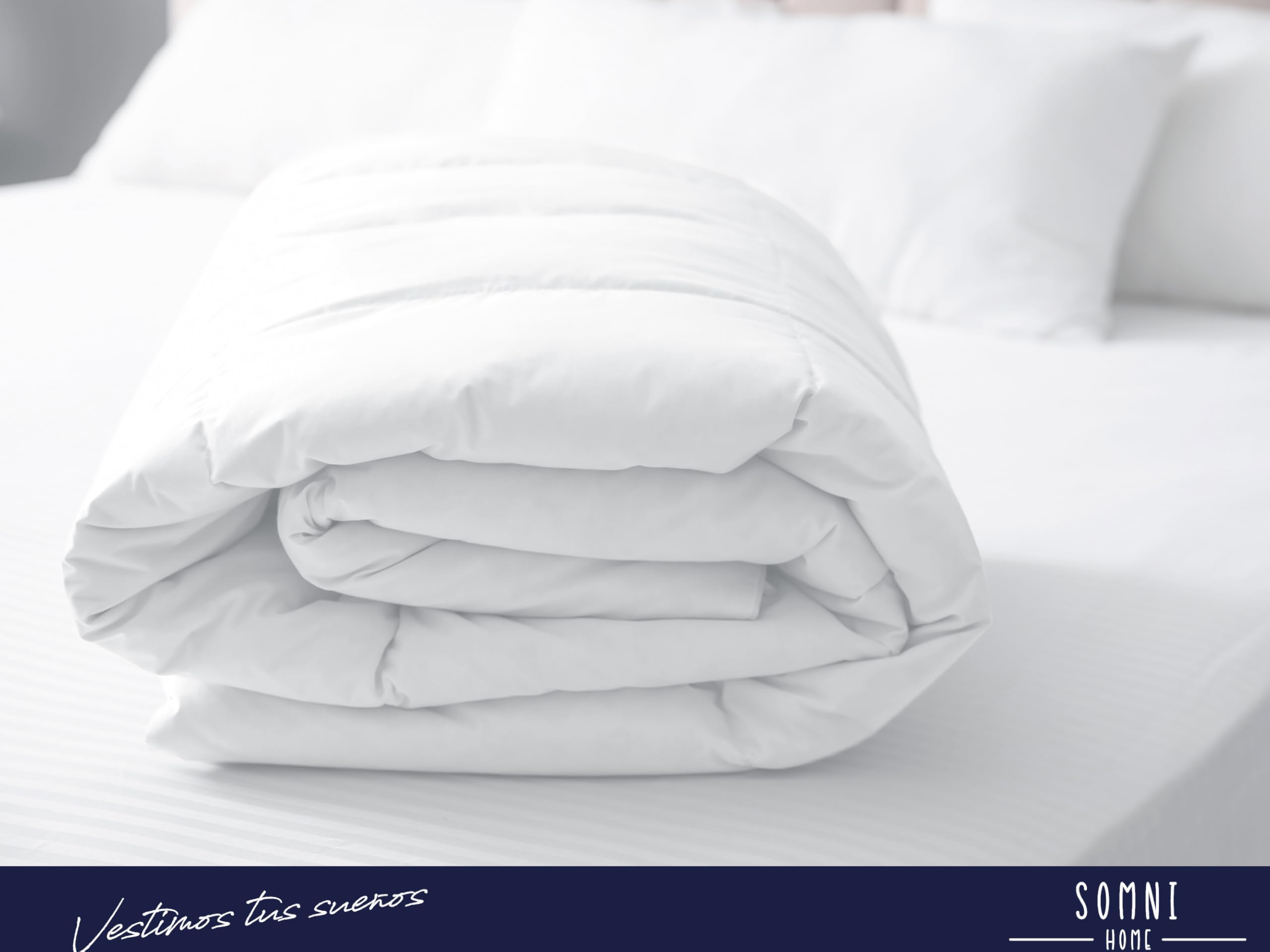 SOMNI HOME Relleno Nórdico Doble. Tacto Pluma. Blanco Acolchado Cuadros Liso. Suave Comodo Ligero. Relleno para Funda Nórdica. 400 gr. 220x220 cm Cama 135 cm
