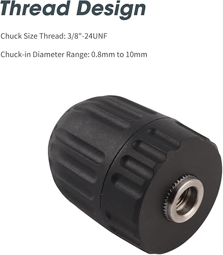 Miniatura 5 de Portabrocas sin llave con vástago hexagonal 38-24UNF, clip de broca sin llave de 0.031-0.394 in, adaptador de varilla hexagonal de 14 pulgadas,