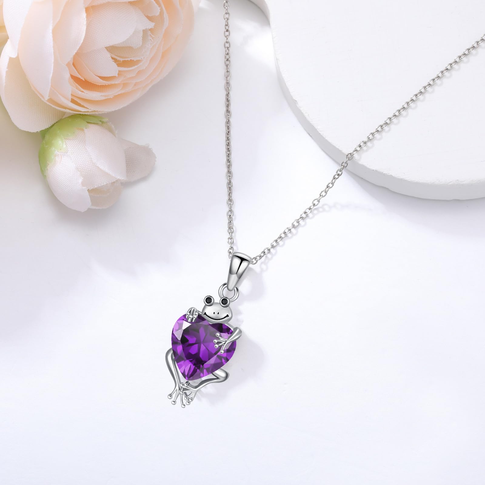 Frosch-Halskette mit synthetischem Geburtsstein Frosch-Anhänger Halskette Geschenk für Frauen
