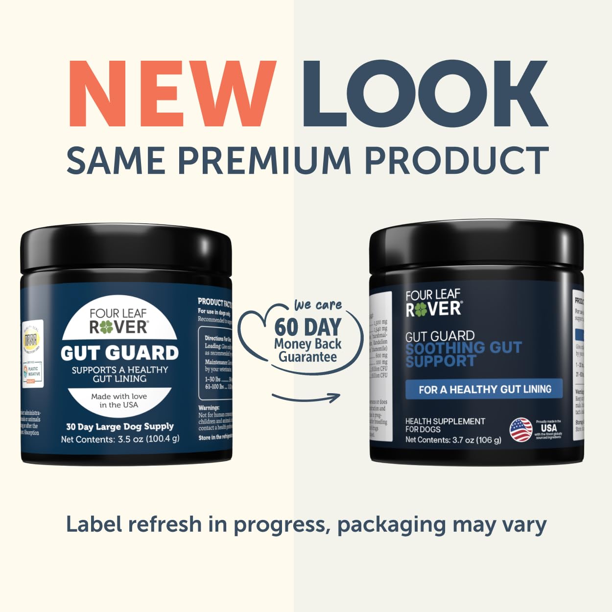 Four Leaf Rover Gut Guard - Dog Probiotics, Prebiotics, and Organic Herbs for Gut Health and Immune Support - Veterinarian Formulated - 30 Day Large Dog Supply