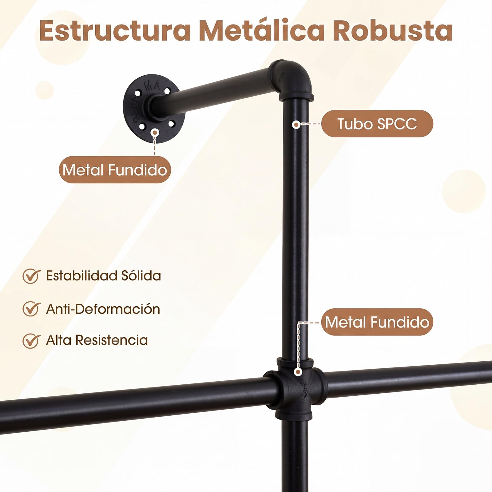 COSTWAY Perchero de Pared con 2 Barras para Colgar,106 x 32 x 227 cm