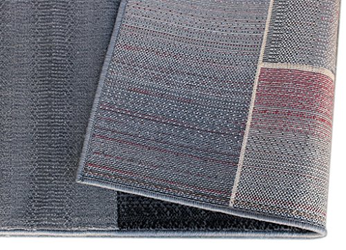 Tapete moderno contemporáneo rojo gris negro 5 x 7 pies miniatura 7
