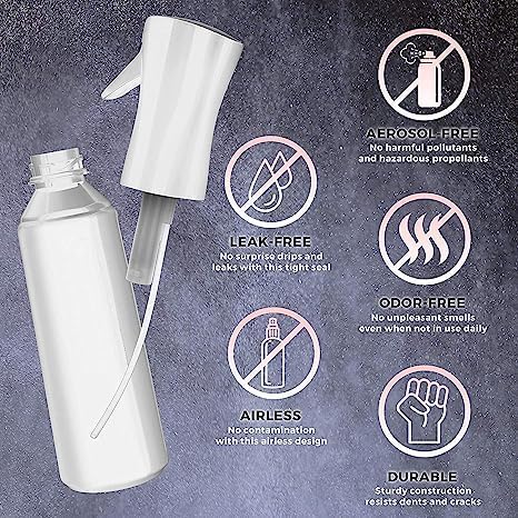 Miniatura 8 de Paquete de 3 botellas de spray continuo para el cabello, botella de spray de agua para peinar el cabello, mascotas, plantas, limpieza, nebulización