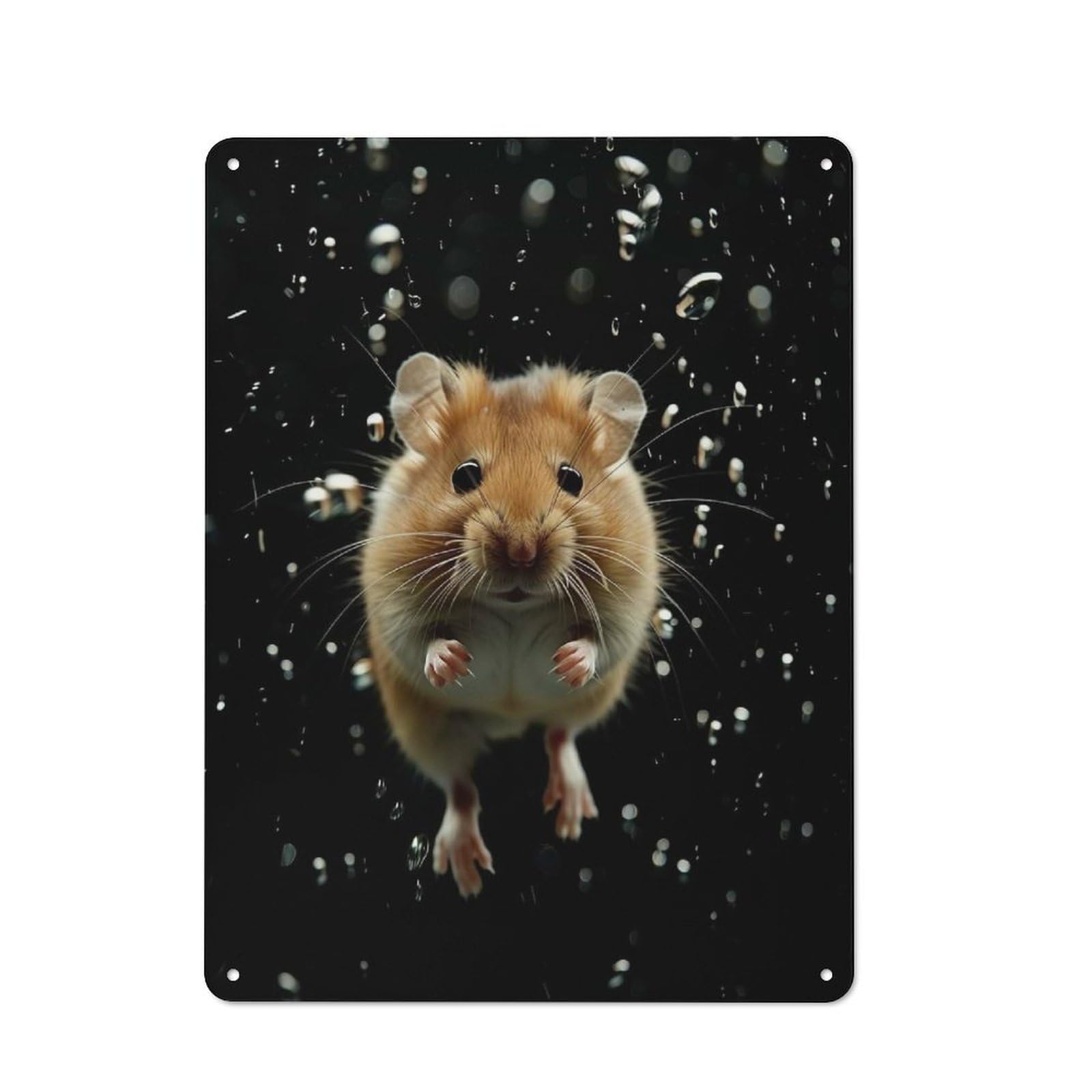 Junmoney Hamster Through Raindrops Tin Sign 40X30cm With For Home Bar Wall, Vintage Decor, Wall Decoration For A Recently Updated Home Bar