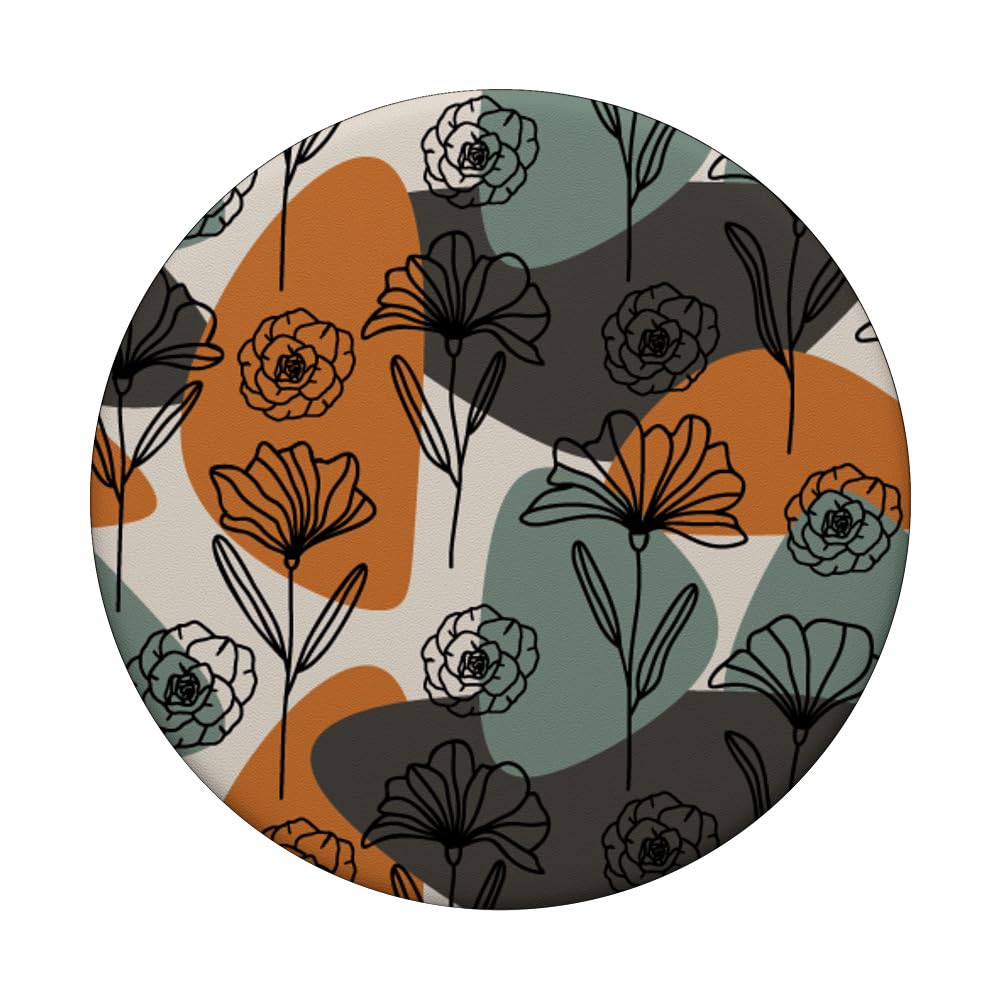 PopSockets PopGrip Con Diseño Floral Minimalista Boho – Marrón Claro Y Crema, Adhesivo