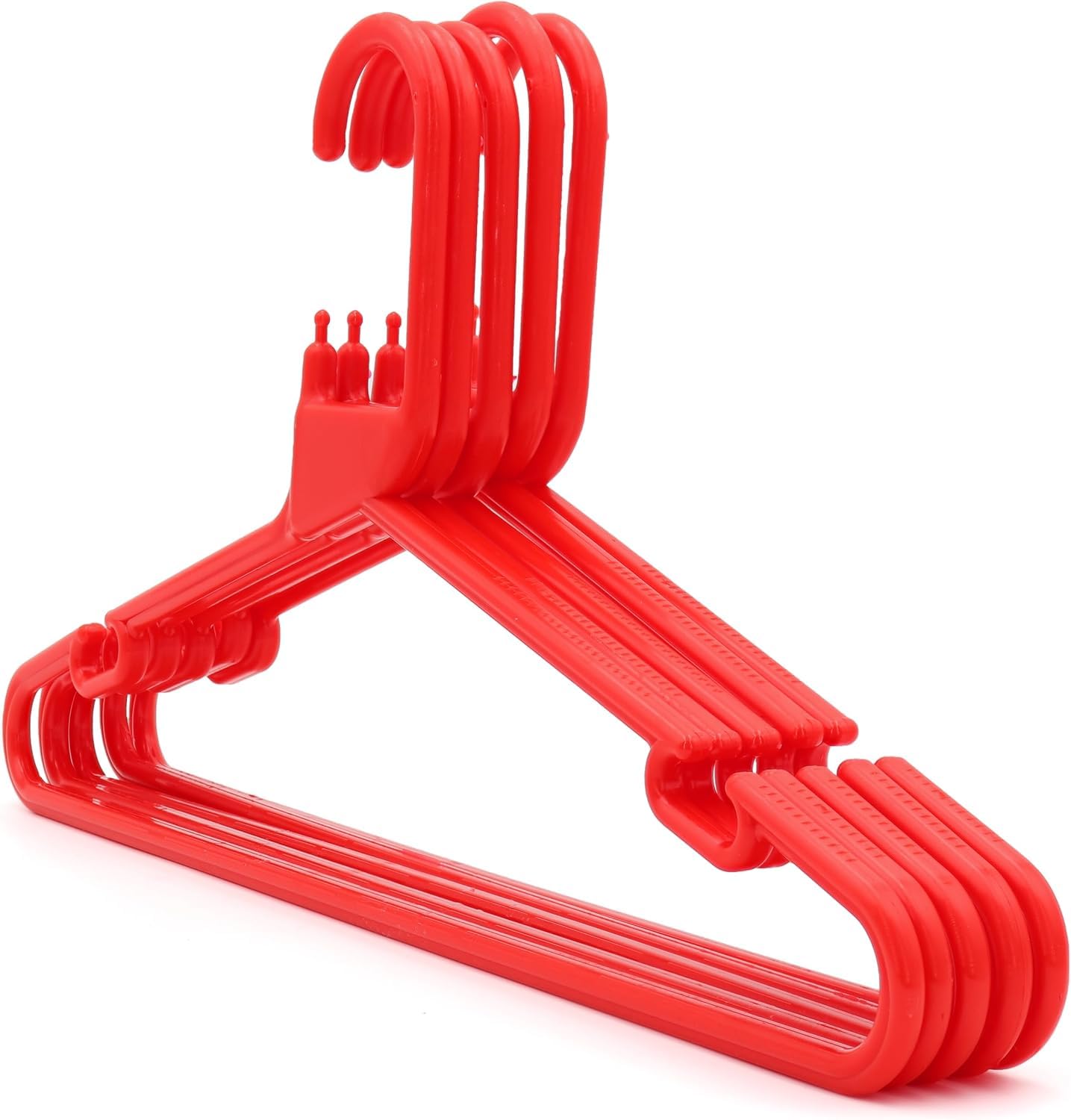 Want Clothing Adult Heavy Duty Colour Plastic Coat Hangers Strong Clothes Hanger for Suit Trousers Bar Coat Jackets Shirts Dresses Skirts Hooks, Space Saving, 42 cm (20, Red - Notched)