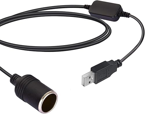 Miniatura 2 de Apoi USB A macho a 12 V encendedor de cigarrillos de coche hembra convertidor inversor de cable elevador para encendedores, grabadora de conducción