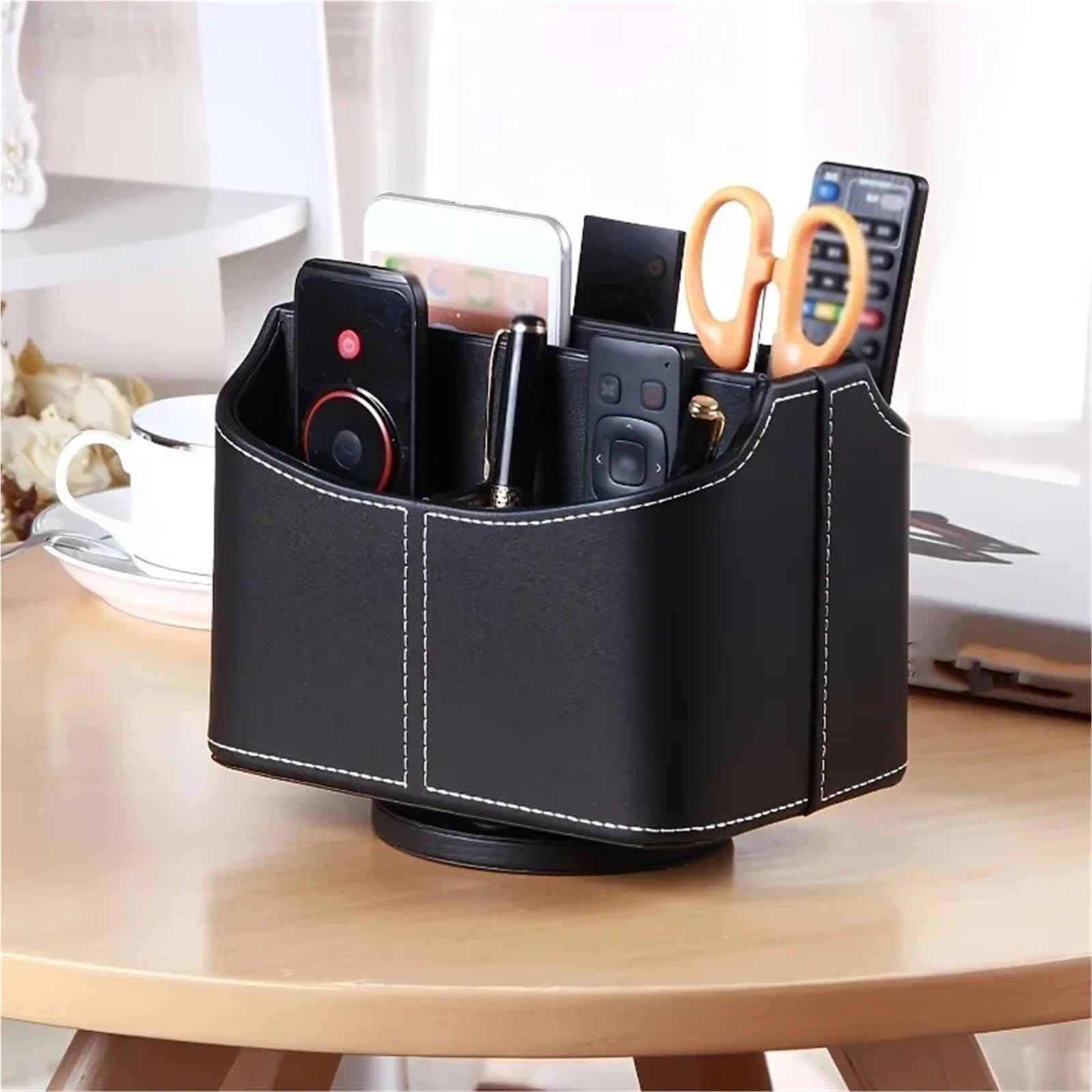 Organizer da Scrivania Rotante 1 organizer da scrivania rotante | Con portapenne e scatola for trucchi for articoli di cancelleria/cosmetici(Black)