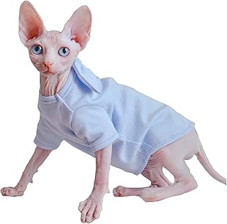 NC Sphynx Hairless Cat Fashion & Cute Breathable Summer Cotton T-Shirts Pet Clothes with Candy Small Bow, for Sphynx Cat, Devon Rex Cat, Bambino Cat, Cornish Rex Cat and Peter Bald Cat. (Green, M)