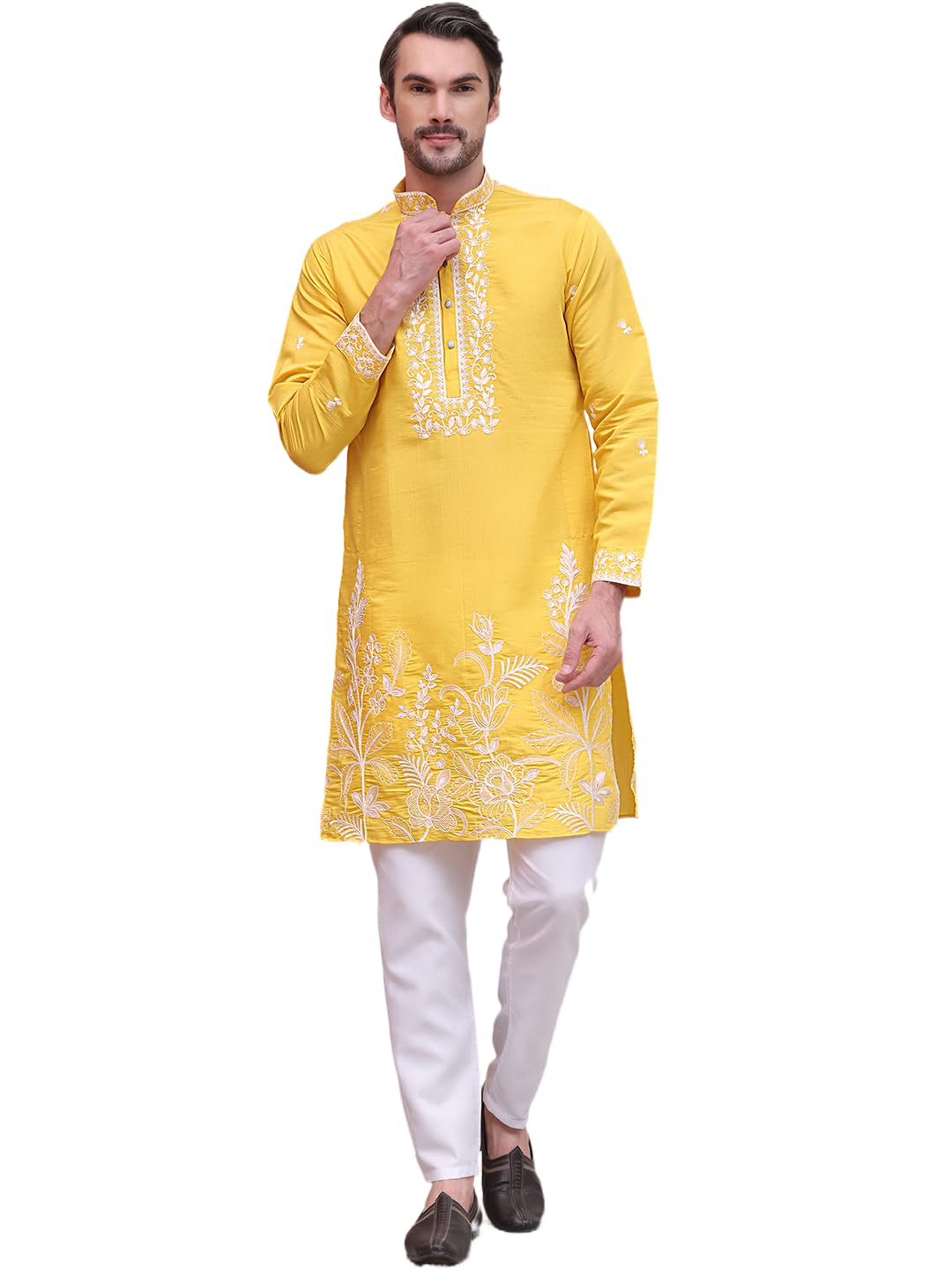 jompers Men's Floral Cotton Blend Kurta With Pyjama.-picture-35