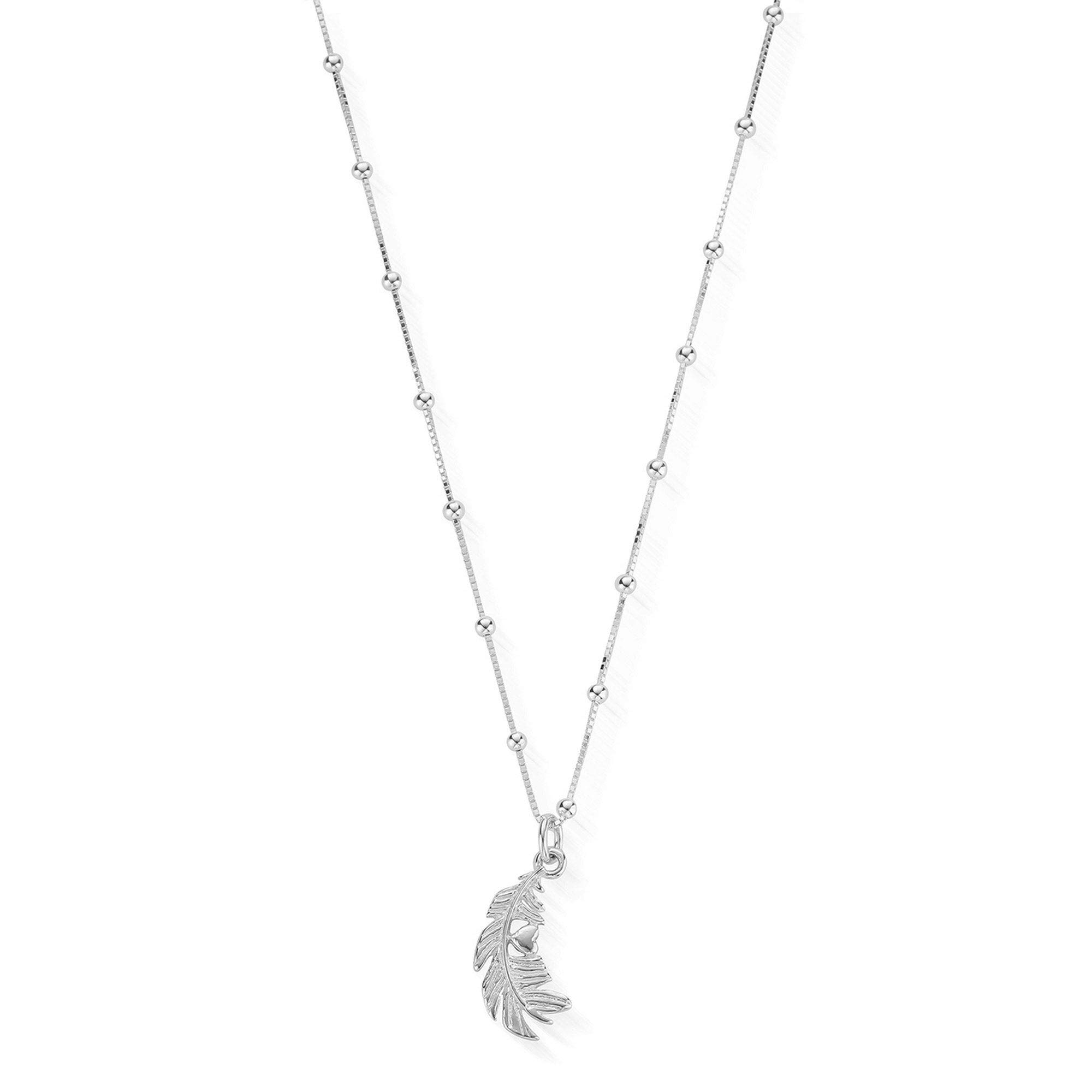 ChloBoSilver Chain Heart In Feather Necklace SNBB596