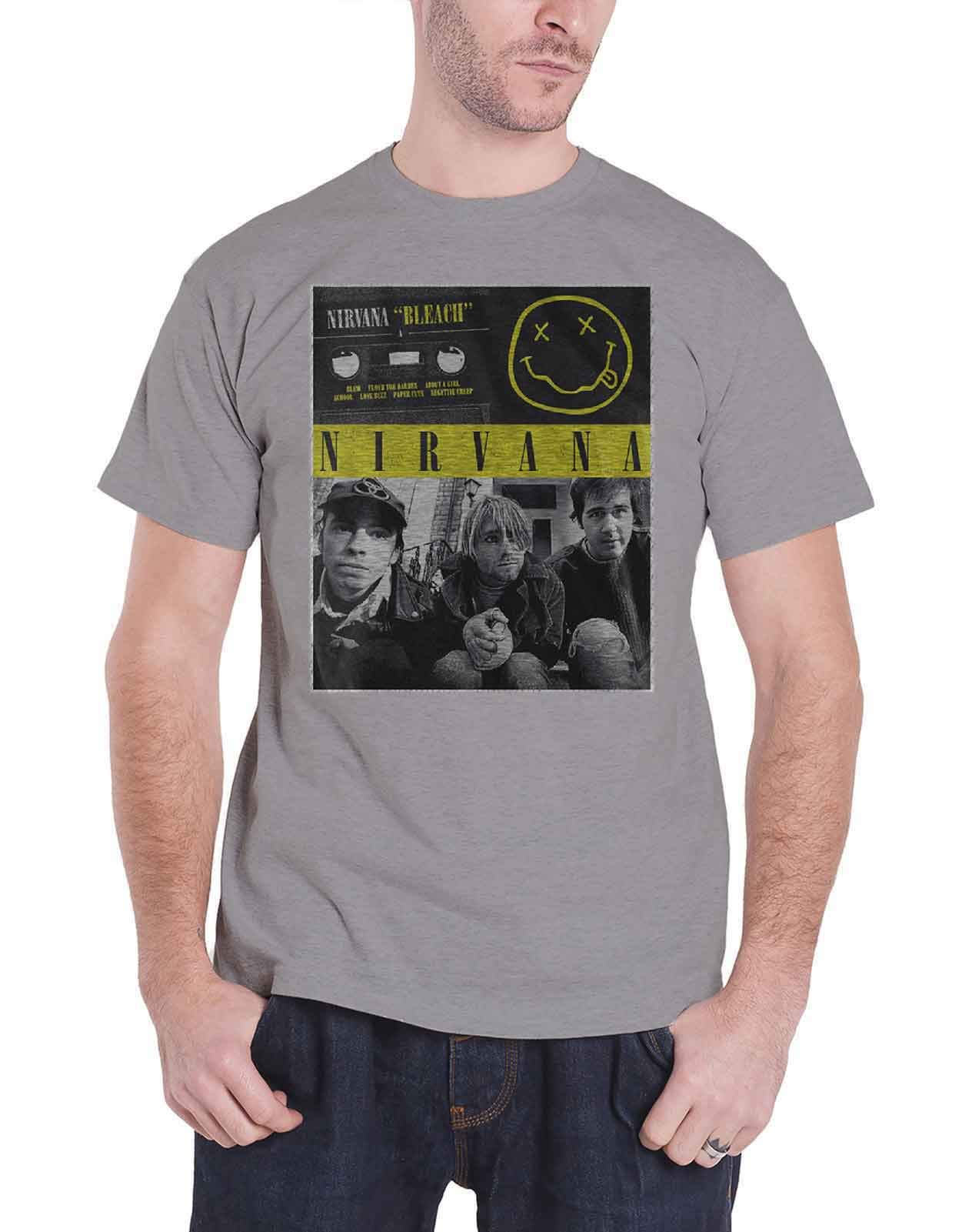 Nirvana T Shirt Bleach Tape Photo Band Logo Nouveau Officiel Homme Gris Size XXL - Les Beatles, Paul McCartney, John Lennon, RIngo Starr, George Harrison Nirvana T Shirt Bleach Tape Photo Band Logo Nouveau Officiel Homme Gris Size XXL