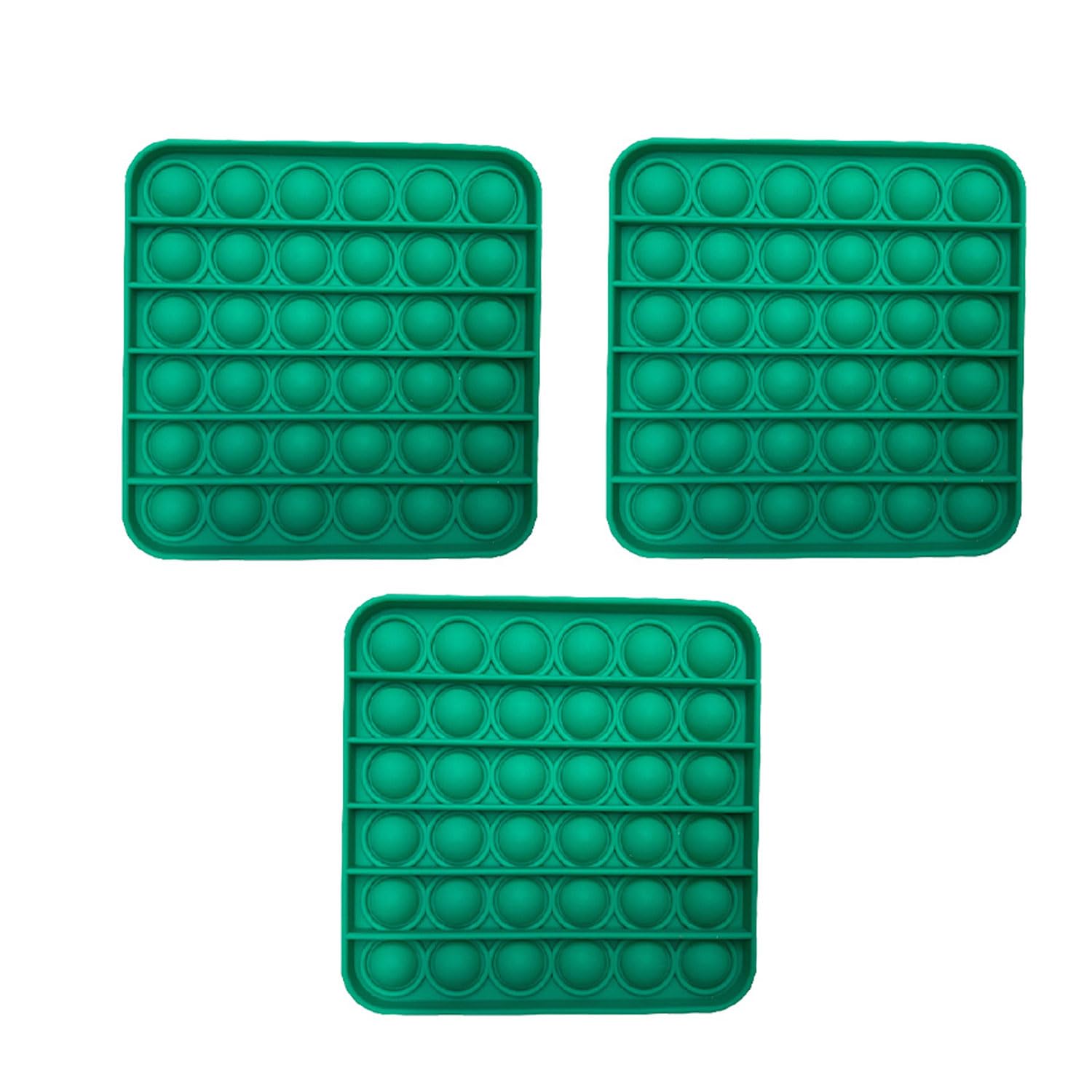 Square Pop Fidget Pad x 3, Green Colour, Calming Anxiety Relief Toy, Perfect for Classroom, Office, and On-The-Go Relaxation