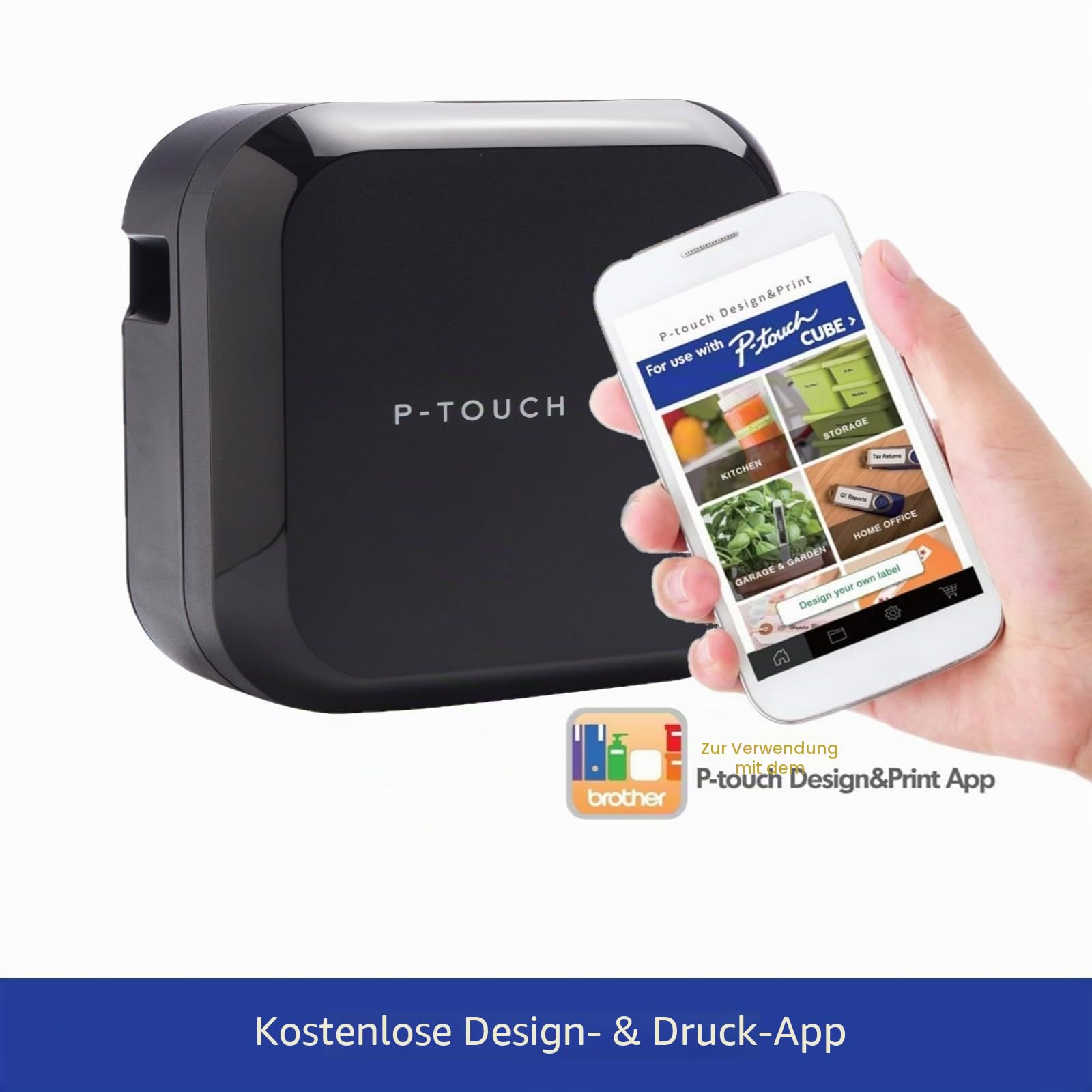 Brother PT-P710BT, Monochrom, Etikettendrucker, P-Touch Cube Plus, Etikettierer, Verbindbar (PC und Bluetooth), Schwarz, 6.1 x 11.5 x 11.5 cm