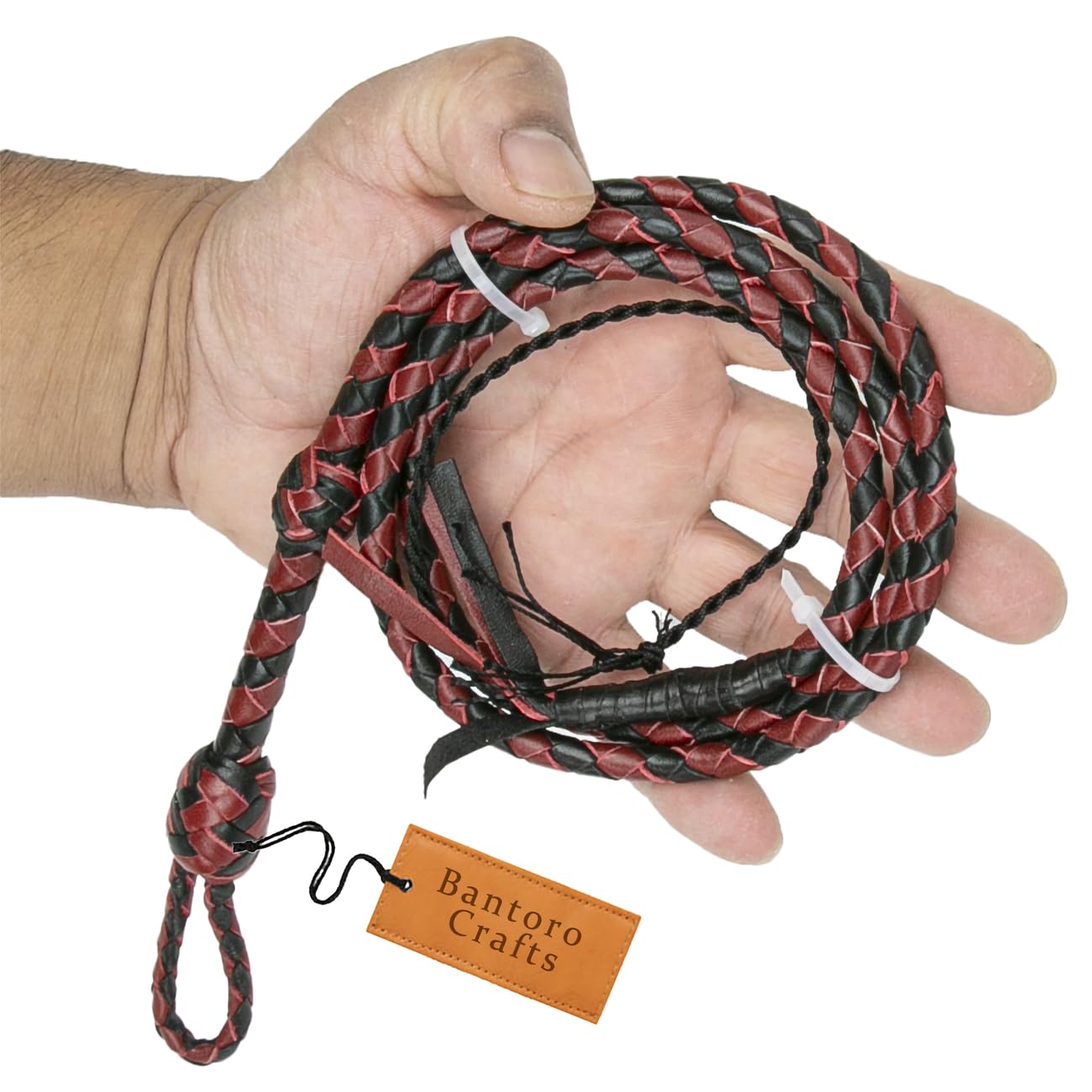 Red and Black Mini Pocket Leather Bullwhip 3 feet / 91 cm Length Miniature Bullwhip Brown Little Snappers Cracking Loud Mini Whips