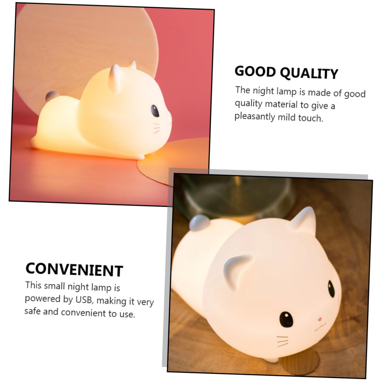 Homoyoyo 1pezzi Lampada Notturna Usb Forma Di Gatto Controllo Delle Carezze Luce Da Notte Decorativa Per Scrivania e Stanza