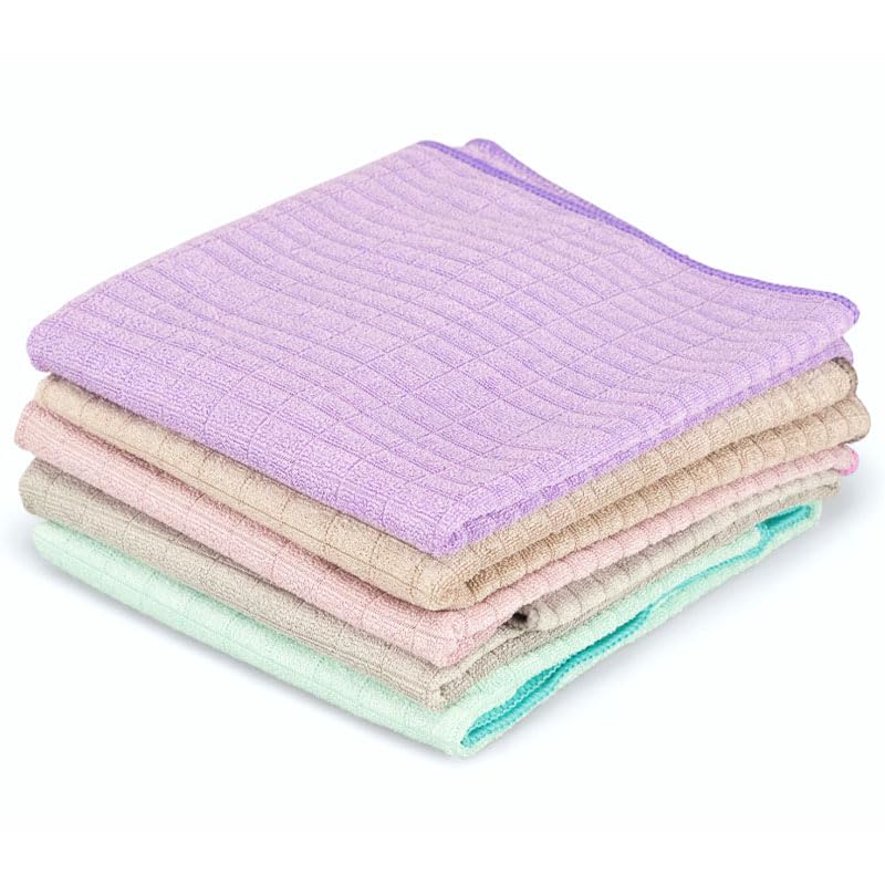 Pastaclean 5 Stück Geschirrtücher antibakteriell (Bunt) Saugstarke Küchentücher - 2X Geschirrtuch à 50 x 70 cm + 3X Geschirrhandtücher à 40 x 60 cm