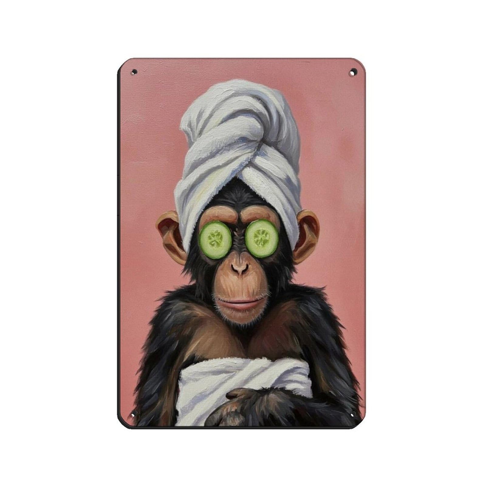 Bathroom Spa Art, Monkey, Décor Art Retro Poster Metal Tin Sign Chic Art Retro Iron Painting Bar People Cave Cafe Family Garage Poster Wall Decoration 8x12inch(20x30cm)