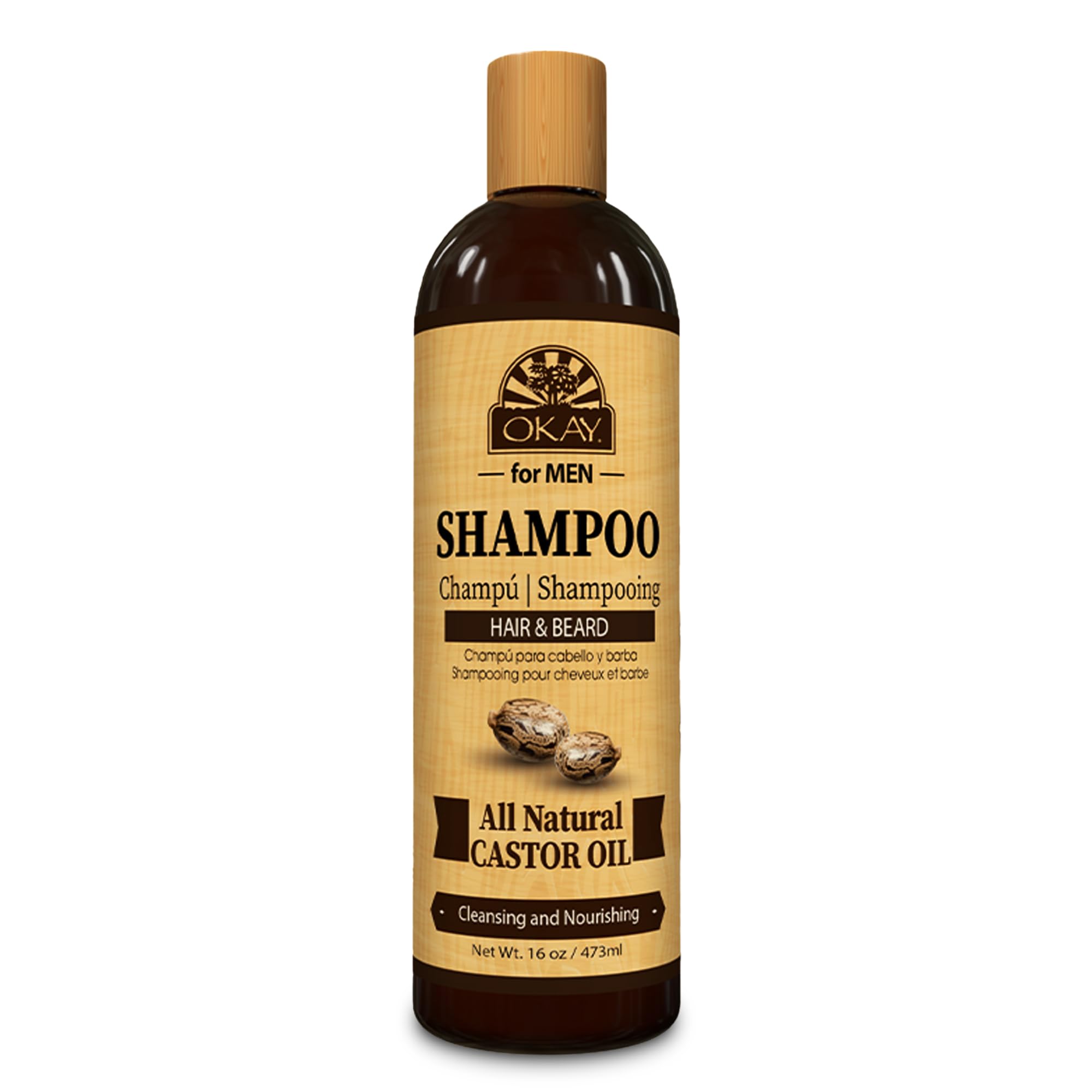OKAY | Men's Castor Oil Beard and Hair Shampoo for Men