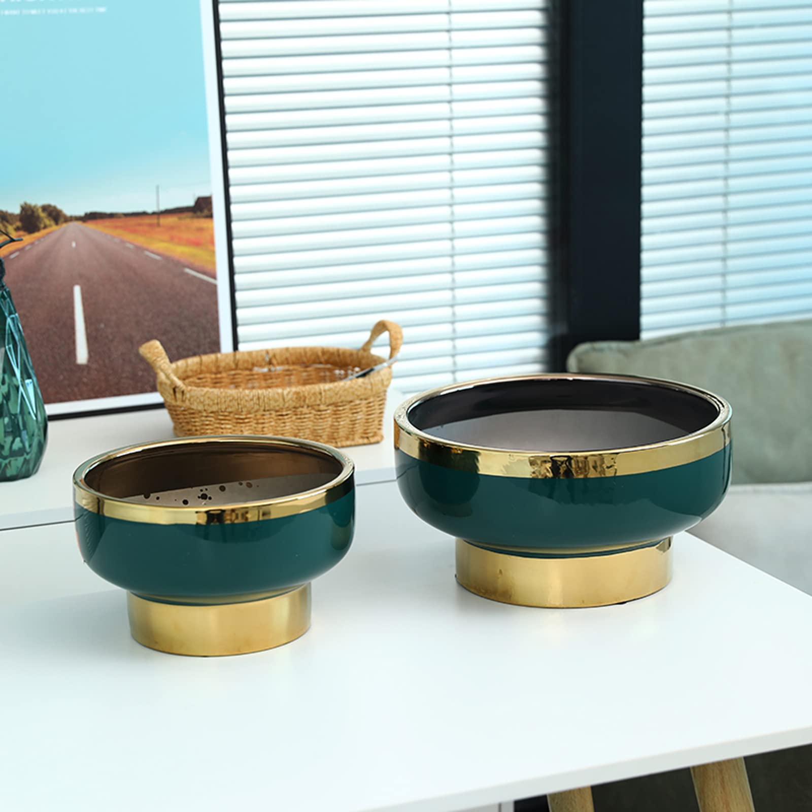 Vasi da Giardino Vaso da Fiori in Ceramica, Vaso da Fiori di Lusso Leggero Nordico Moderno Fioriera da scrivania con Foro di drenaggio per Interni ed Esterni