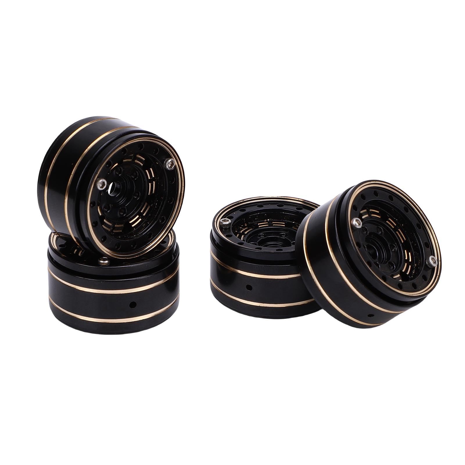 Diyeeni 4 Piezas Beadlock Rueda Cubo de Latón para SCX24 1/18 Coche RC | Bujes de rueda de coche RC de 1 pulgada, bujes de rueda de coche modelo mecanizados CNC, con tornillos, para Axial SCX24