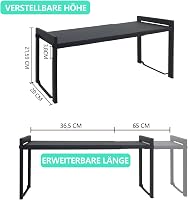 ZenMaarket Expandálható Polc 66cm Fekete Konyhai Szervezőrendszer Fűszertartó 3